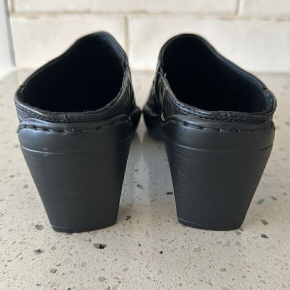 Josef Seibel Women’s Black Leather Western Studs Heels Slip On Mule Clog Size 36 - Picture 4 of 13
